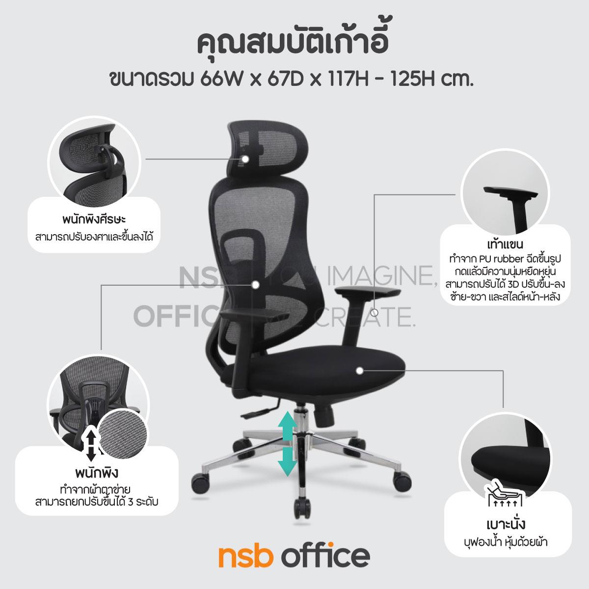 เก้าอี้สำนักงานหลังเน็ต รุ่น Backfit (แบ็คฟิต)  โช๊คแก๊ส มีก้อนโยก ขาเหล็กชุบโครเมียม