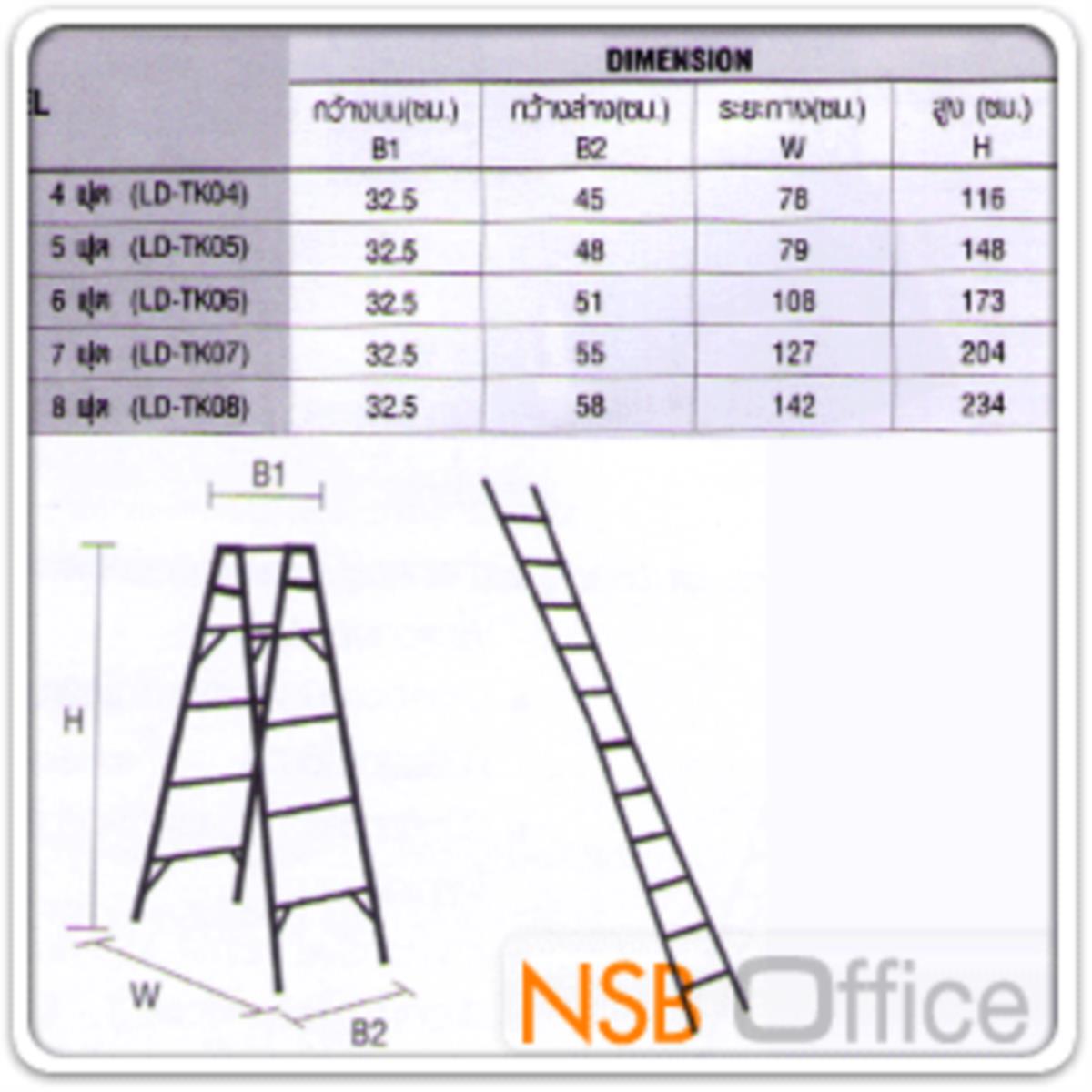 บันไดอลูมิเนียม 2 ทาง ปรับพาดตรงได้ รุ่น LD-TK  (4-8 ขั้น เคลือบสีน้ำเงิน) 