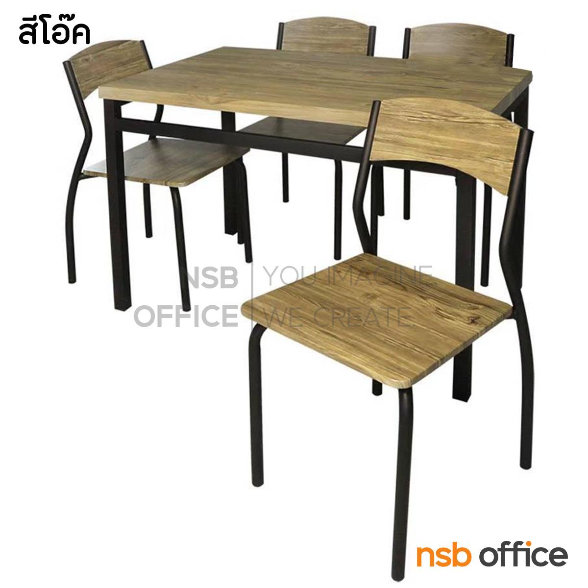 ชุดโต๊ะรับประทานอาหารหน้าไม้ 4 ที่นั่ง รุ่น Euphorbia (ยูฟอร์เบีย) ขนาด 110W cm. ขาเหล็ก