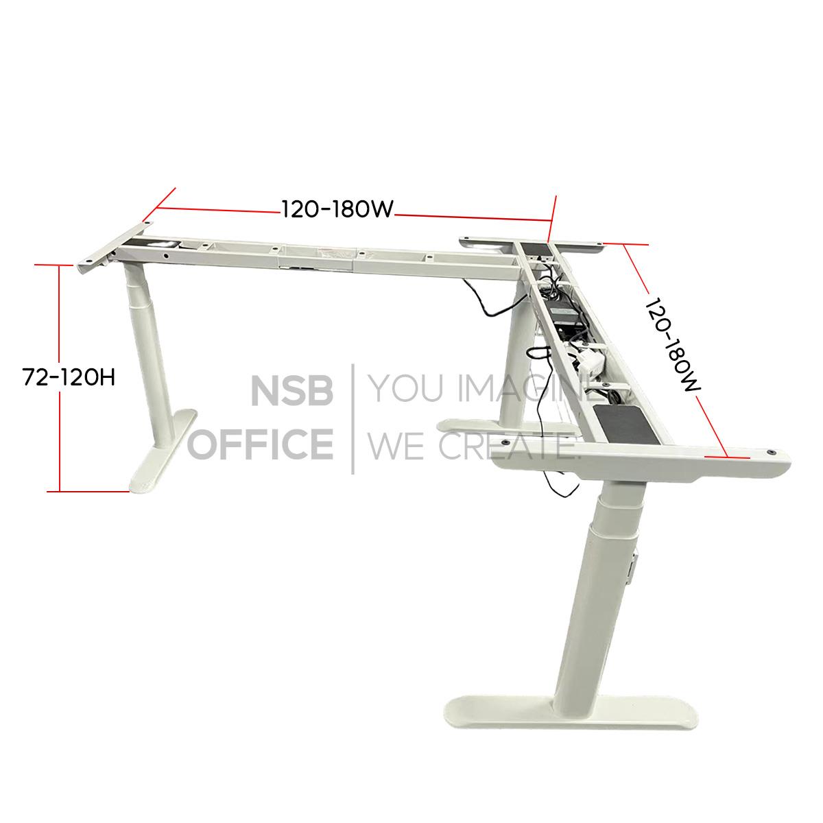 โครงขาปรับระดับแบบโต๊ะตัวแอล (3 motors) ปรับความกว้างได้ 120-180W cm รุ่น Orlean II (ออร์ลีน 2)  ขาเหล็กกลมมน