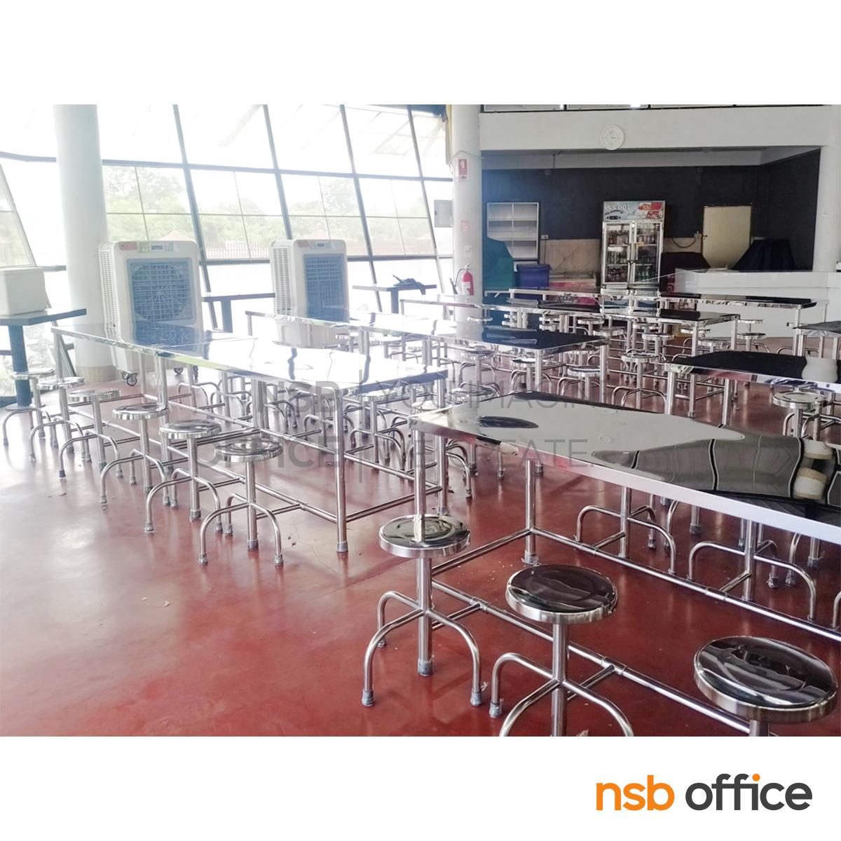 ชุดโต๊ะสแตนเลสและเก้าอี้สเตนแลสแบบกลม ขนาด 180 cm.  