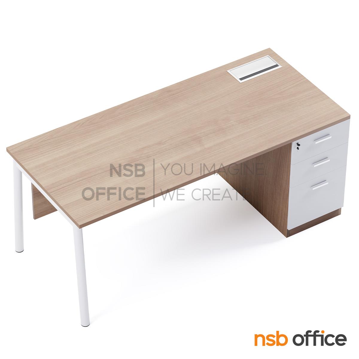 โต๊ะผู้บริหารหน้าตรง 3 ลิ้นชัก รุ่น Quorina (ควอริน่า) ขนาด 180W cm. ขาเหล็ก