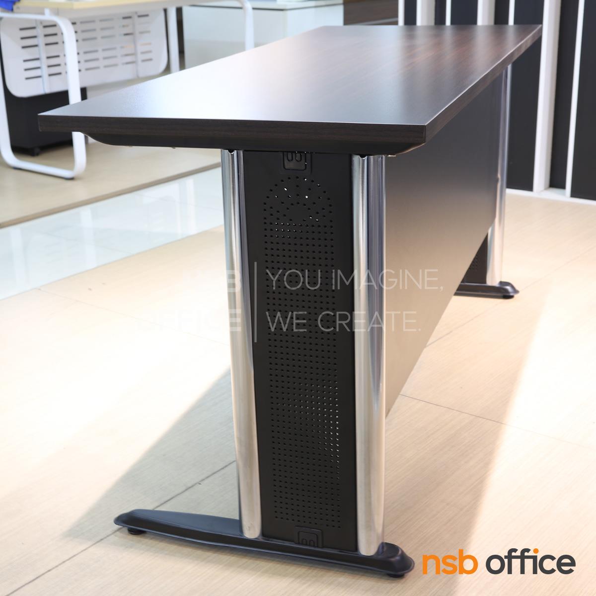 โต๊ะทำงานพร้อมรางคีย์บอร์ด รุ่น Galena (กาเลน่า) ขนาด 150W cm.  บังตาไม้ ขาเหล็กตัวแอล