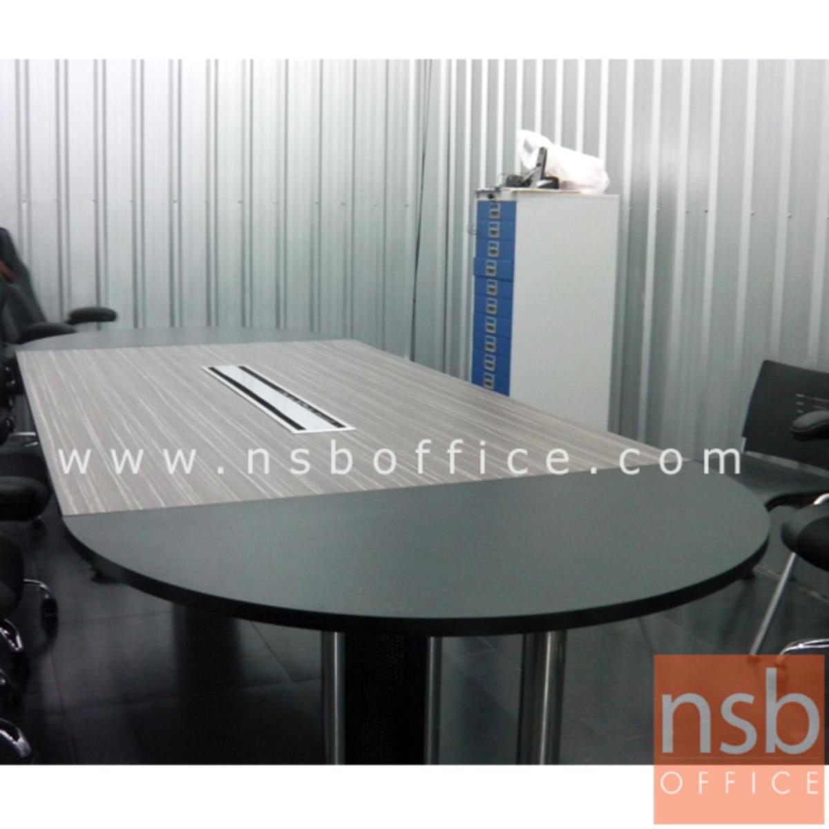 โต๊ะประชุมตรงต่อโต๊ะเข้ามุมโค้ง   ขนาด 320W cm. พร้อมรางไฟตรงกลาง A24A006-5 ขาเหล็ก