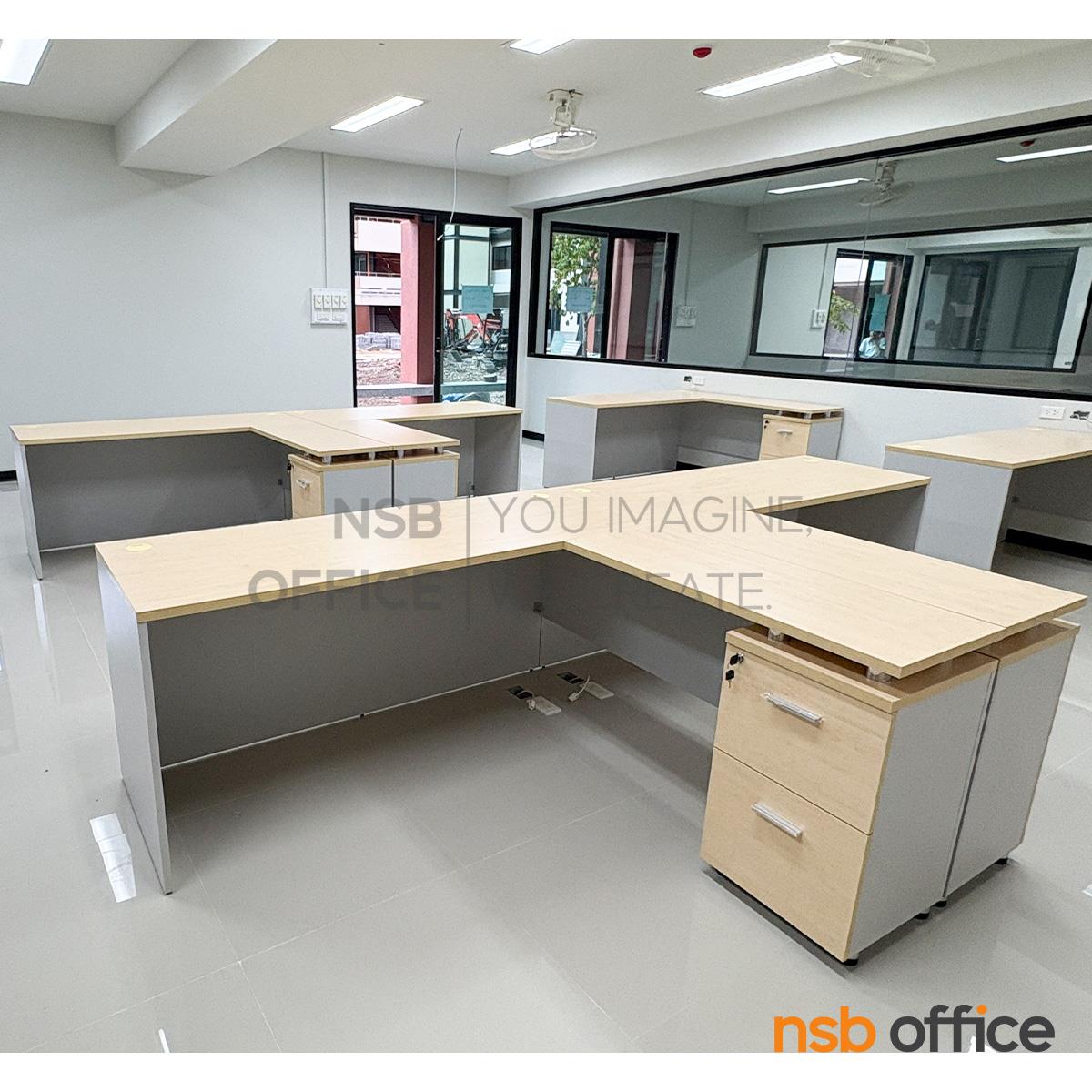 โต๊ะทำงานตัวแอล รุ่น Britain (บริเทนส์)  ตู้ข้าง 2 ลิ้นชัก