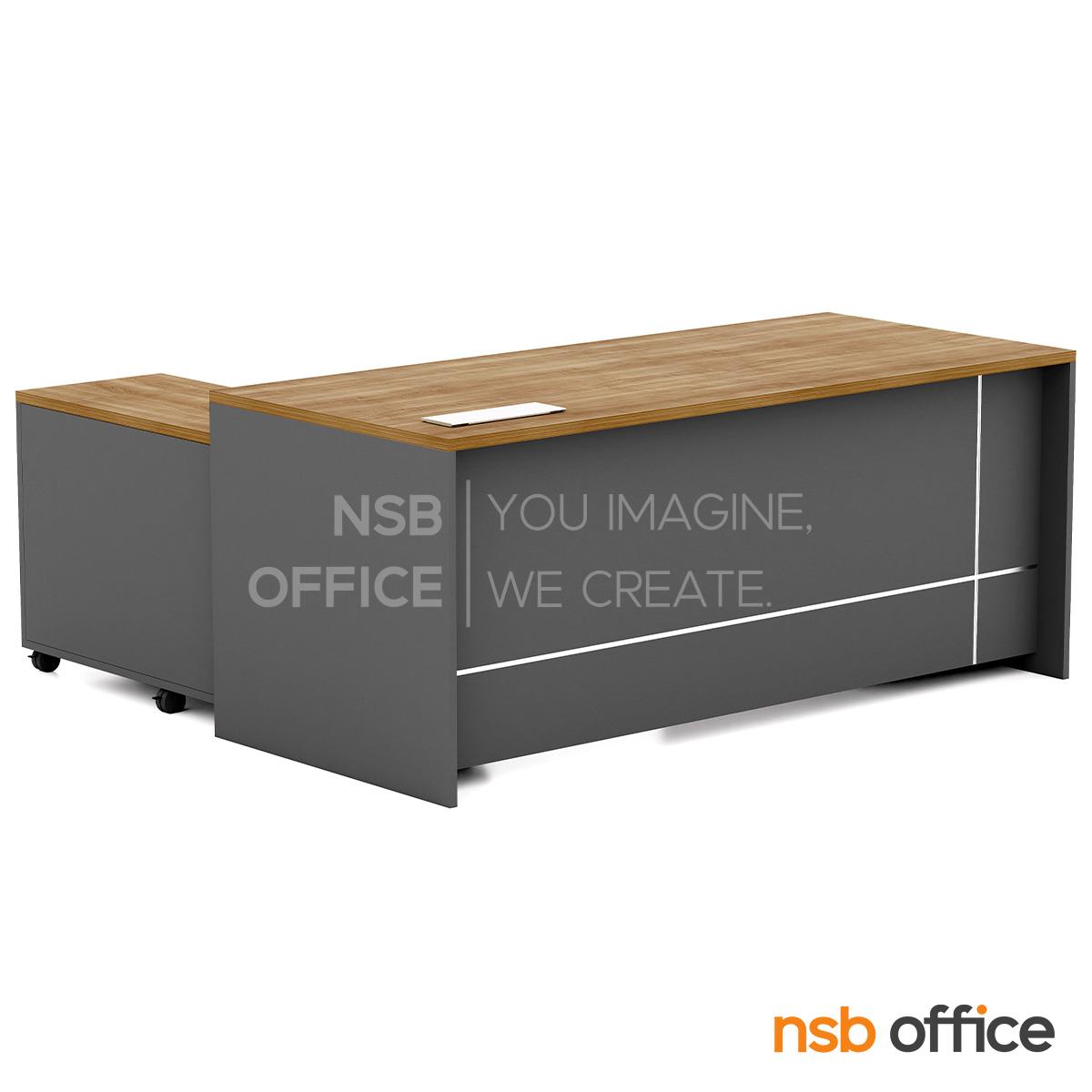 โต๊ะผู้บริหารตัวแอล รุ่น Bergamot (เบอร์กามอต)  พร้อมตู้ข้างและลิ้นชักล้อเลื่อน