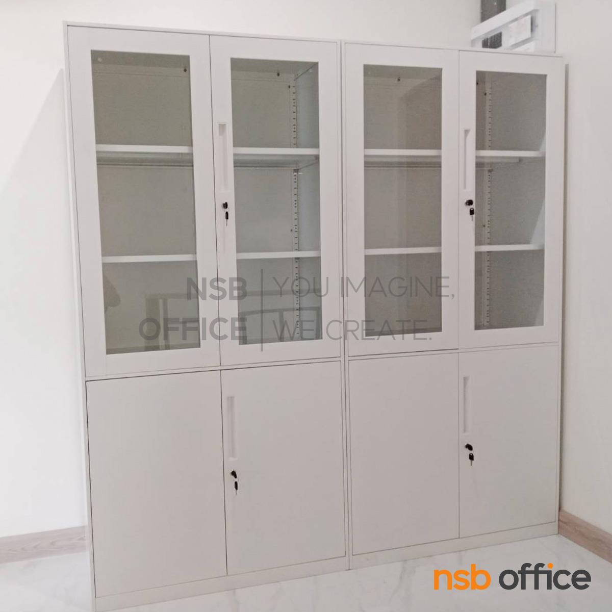 ตู้เอกสารเหล็ก 4 บานเปิด รุ่น Whitestone ll ขนาด 90W*185H cm.  หนาพิเศษ 0.8mm (ผลิตสีขาว)