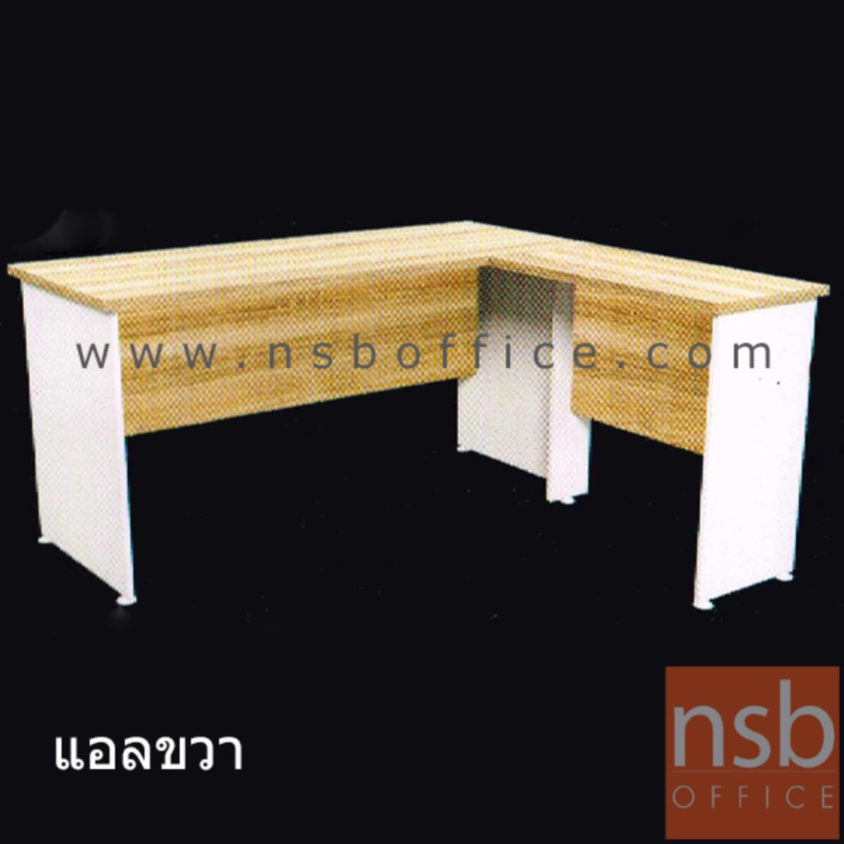 โต๊ะทำงานทรงตัวแอล  รุ่น SR-N15 ขนาด 150W cm. เมลามีน สีเนเจอร์ทีค-ขาว