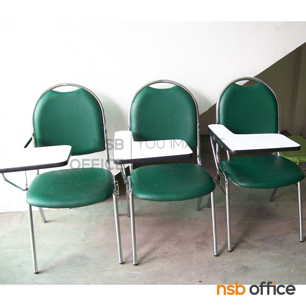 เก้าอี้เลคเชอร์หุ้มหนังเทียม (PVC) รุ่น CL-100 ขาเหล็กชุบโครเมี่ยมและขาเหล็กพ่นดำ