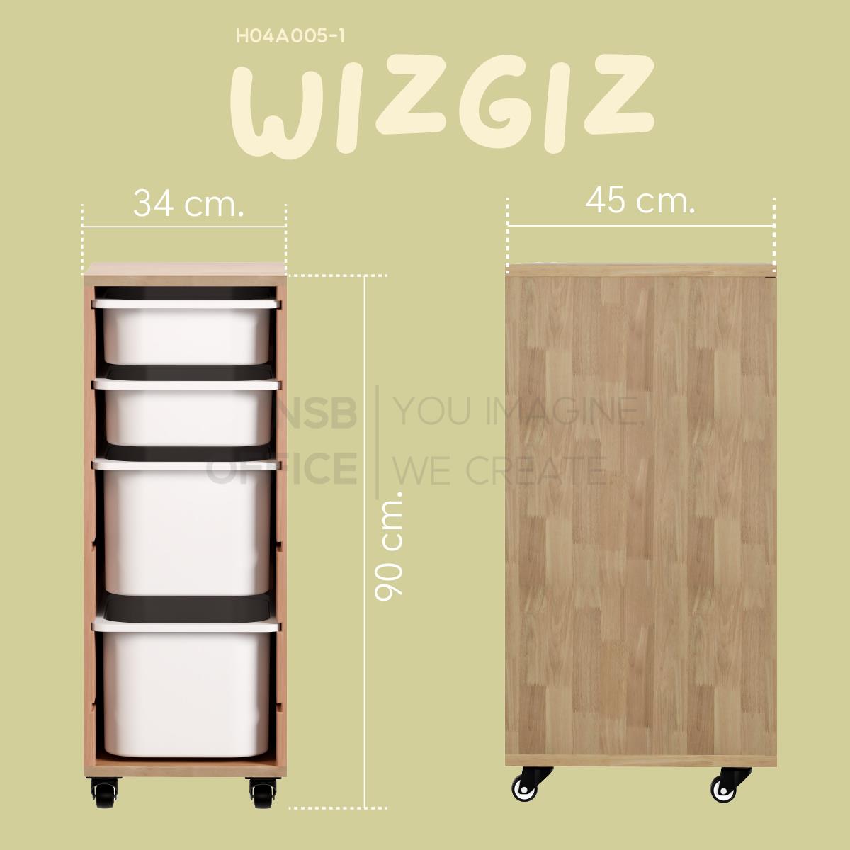 ชั้นเก็บอุปกรณ์การเรียน รุ่น Wizgiz (วิซกิส)  พร้อมถาดเก็บของ ล้อเลื่อน