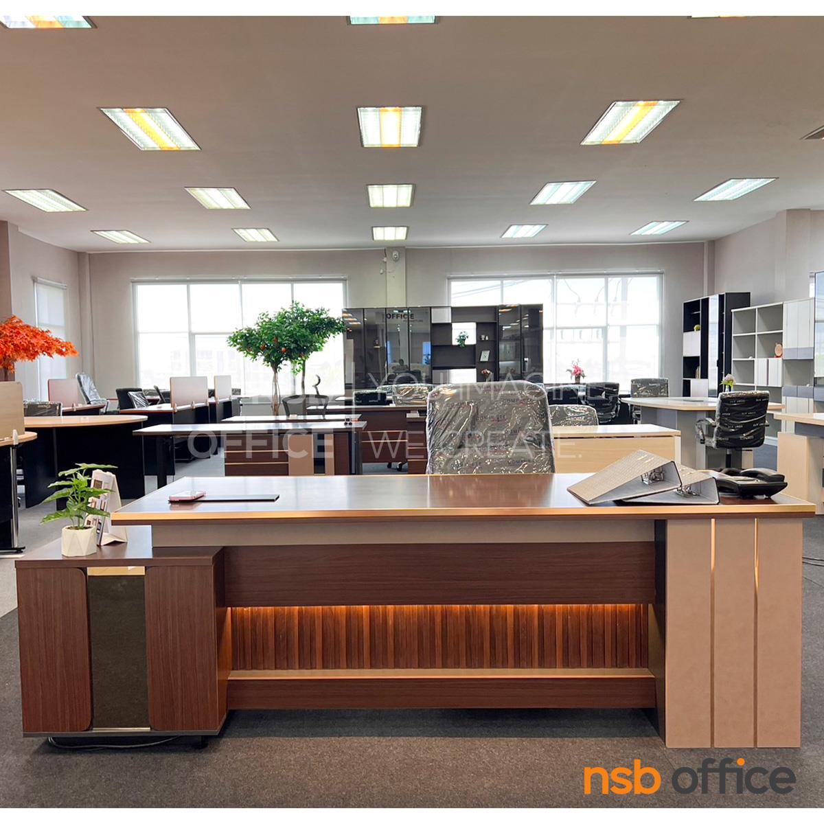 โต๊ะผู้บริหาร รุ่น Jacqueline (แจ็คเกอลีน) ขนาด 240W cm.  พร้อมตู้ข้าง