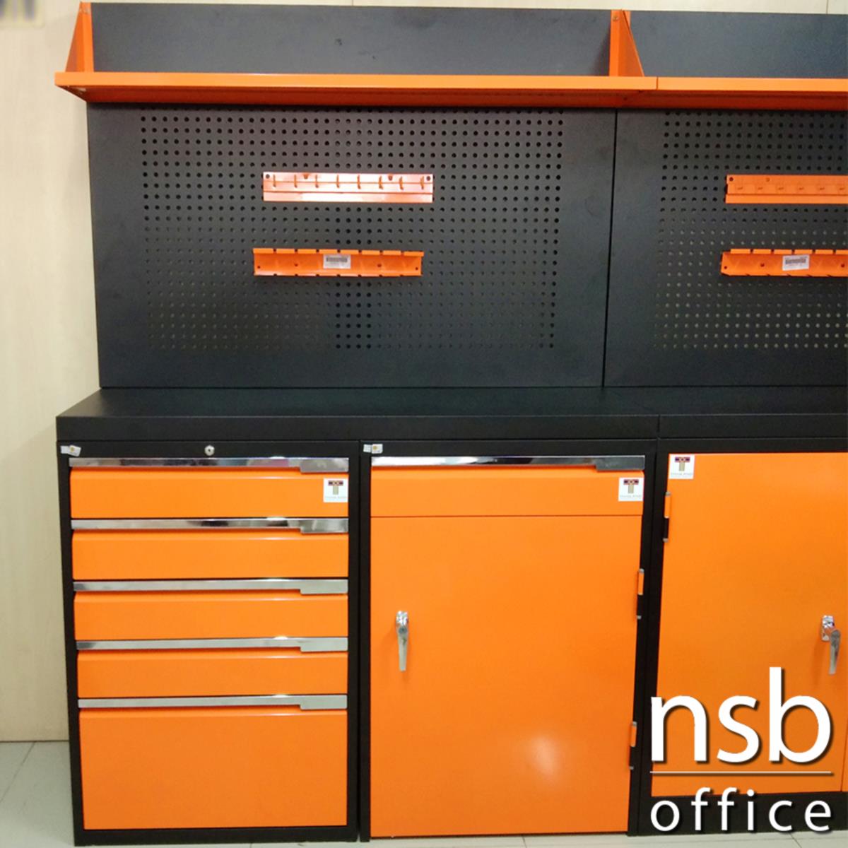  ชุดตู้เก็บเครื่องมือช่าง 1 บานเปิด 5 ลิ้นชัก 123.5W cm. พร้อมแผ่นท็อปแผ่นชั้นและอุปกรณ์เสริม