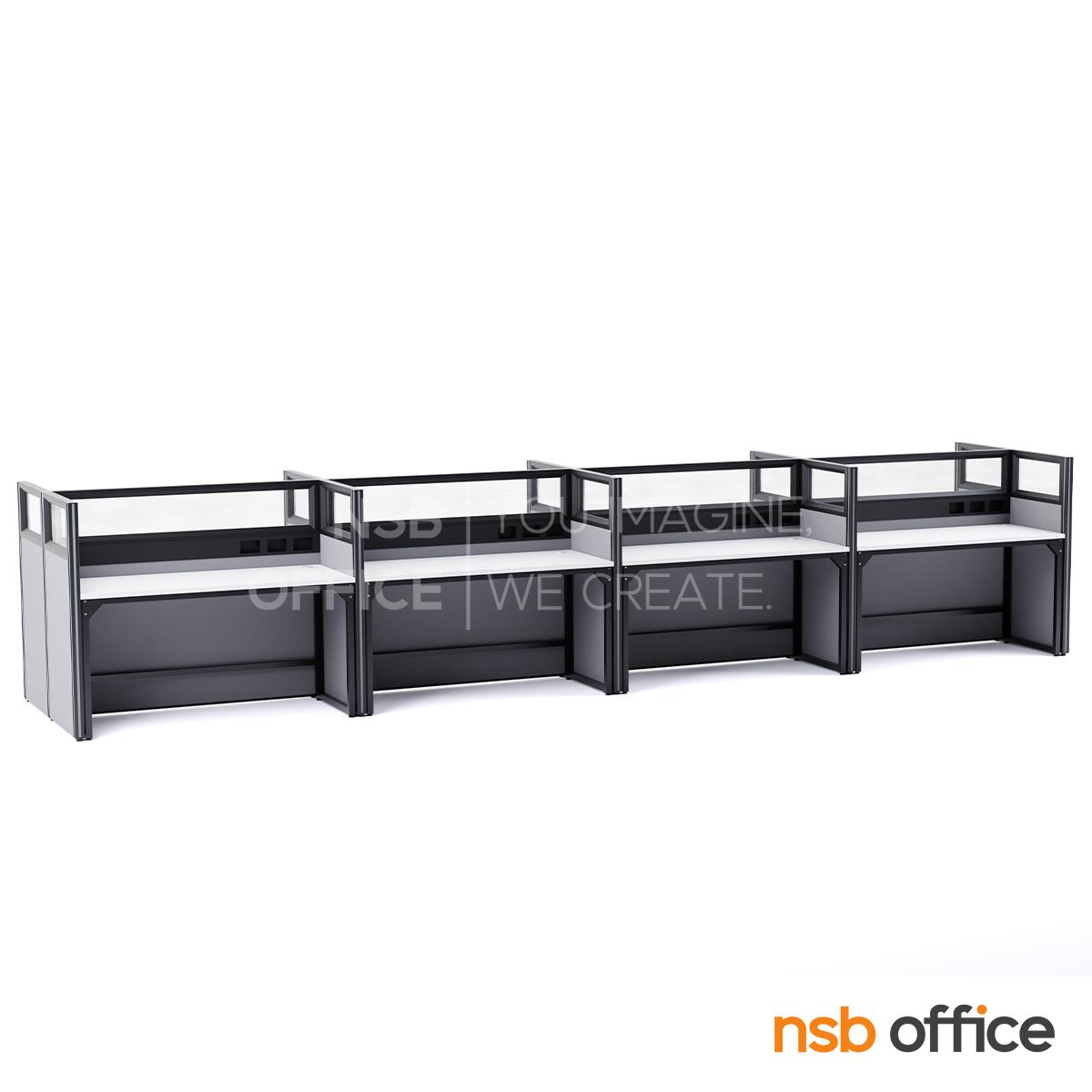 โต๊ะทำงานกลุ่ม รุ่น Lavencia (ลาเวนเซีย) 4, 6 และ 8 ที่นั่ง พร้อมพาร์ทิชั่นกระจกใส รางไฟตรงกลาง