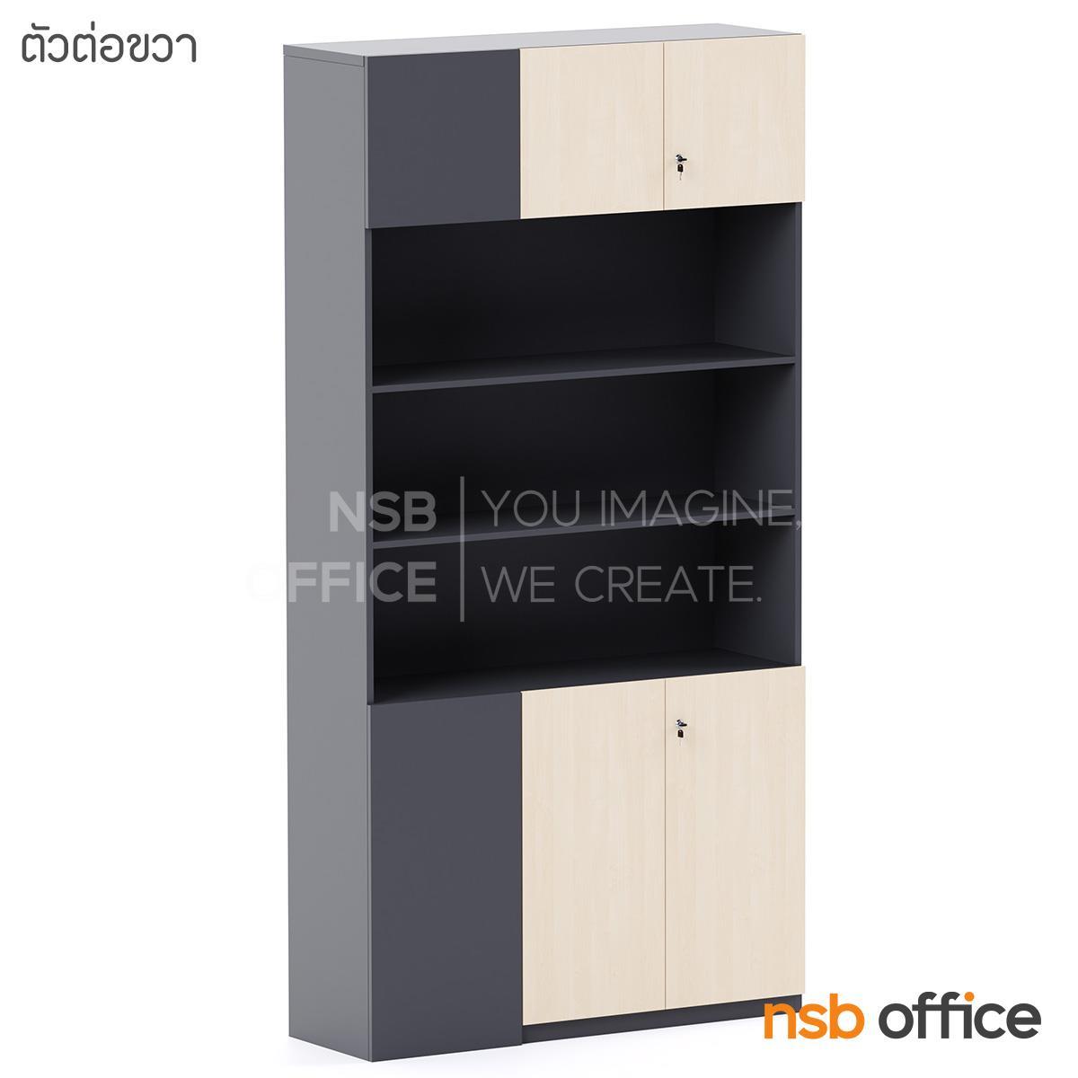 ตู้เอกสารเข้ามุม 4 บานเปิด 3 ช่องโล่ง รุ่น Rosalind (โรซาลินด์) ขนาด 120W*240H cm. เมลามีน