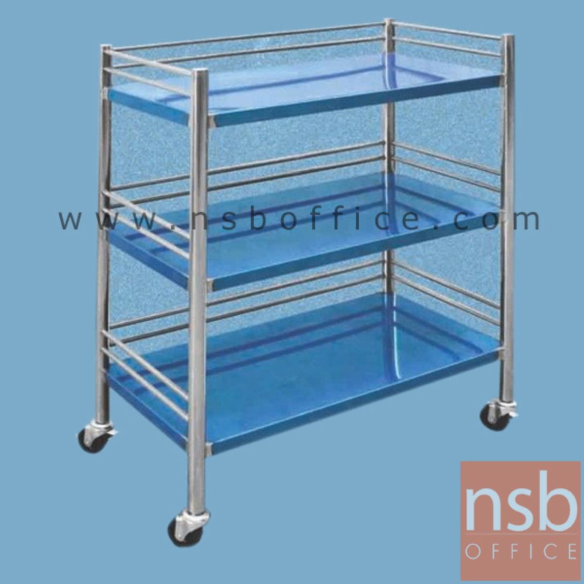 G04A059:ชั้นสแตนเลส 3 ชั้น ขนาด 62W*32D*80H cm. มีล้อ   