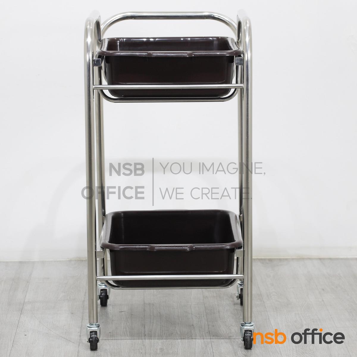 รถเข็นกระบะเก็บจาน 2 ชั้น รุ่น KJ-262  ล้อล็อกได้