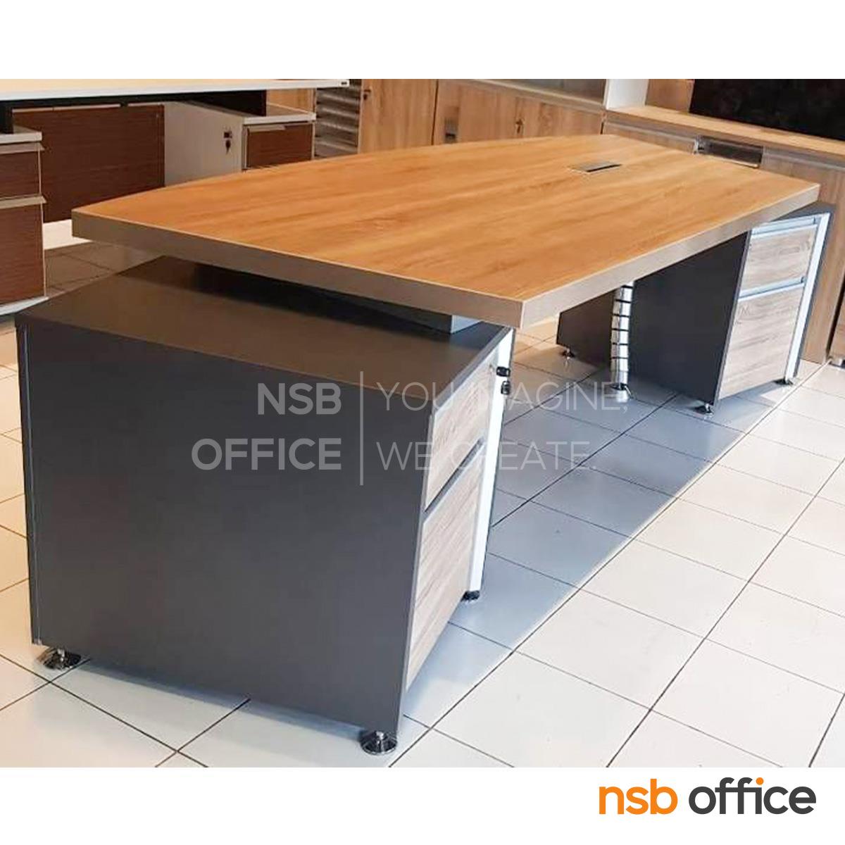 โต๊ะทำงานผู้บริหาร 4 ลิ้นชัก  รุ่น DKK-2822  ขนาด 283W cm. เมลามีน สีแกรนโอ๊คตัดกราไฟท์