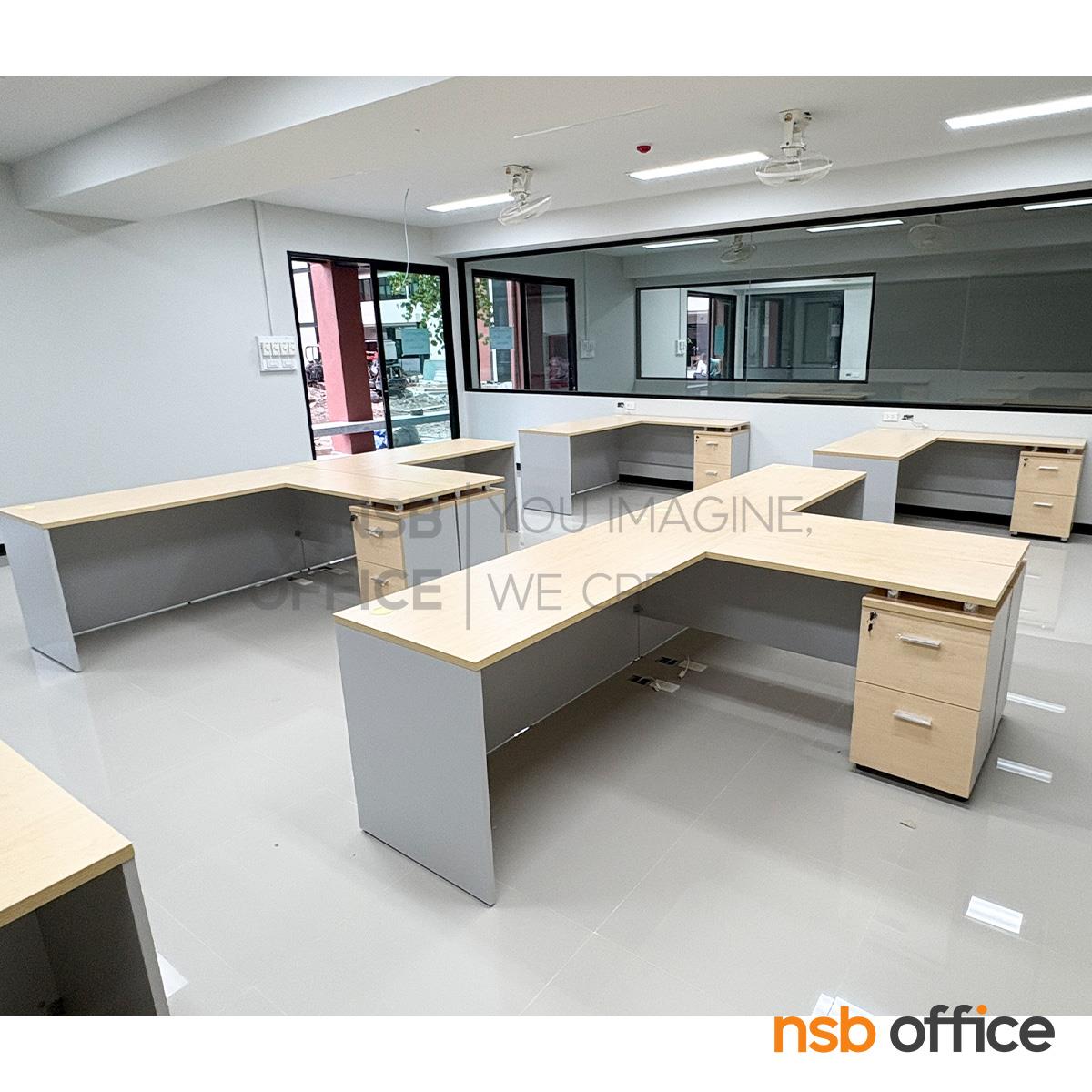 โต๊ะทำงานตัวแอล รุ่น Britain (บริเทนส์)  ตู้ข้าง 2 ลิ้นชัก