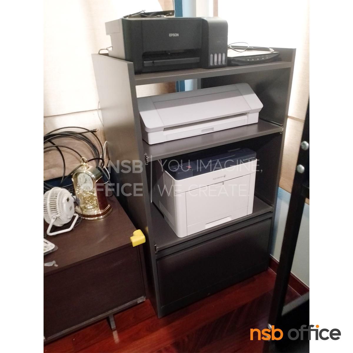 ตู้วางปริ้นเตอร์ ระบบถาดเลื่อน รุ่น Print tower - B  หน้าบานเพ่ (วางได้ 3 เครื่อง)