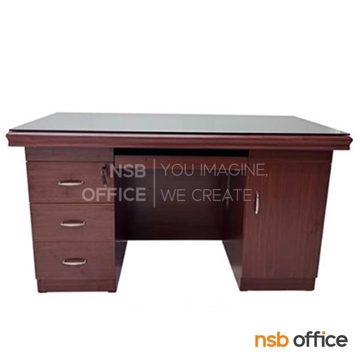 โต๊ะผู้บริหารทรงตรง รุ่น Hanover (ฮันโนเวอร์) ขนาด 140W , 160W cm. พร้อมตู้ลิ้นชักและรางคีย์บอร์ด