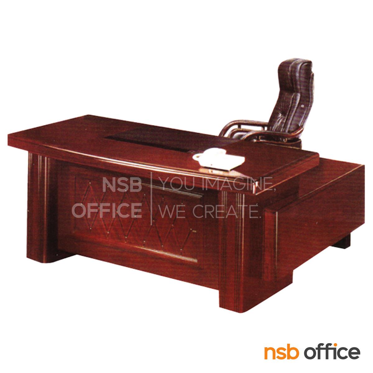 A06A022:โต๊ะผู้บริหารตัวแอล รุ่น Leslie (เลสลี) ขนาด 160W cm. พร้อมตู้ลิ้นชักและตู้ข้าง