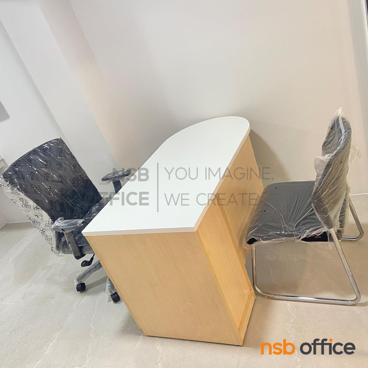 โต๊ะทำงาน โต๊ะตรวจหัวโค้ง รุ่น Elvorn (เอลวอร์น) ขนาด 120W cm.  ขาเหล็กกลม