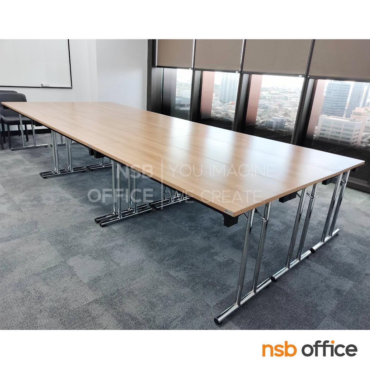โต๊ะประชุมพับเก็บได้ รุ่น MN-1260 ขนาด 120W ,150W ,180W (60D ,80D) cm. ขาเหล็กเสาคู่ทรงตัวที 