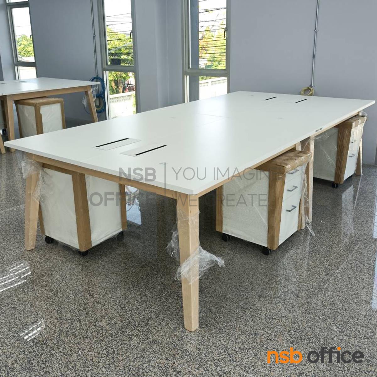 โต๊ะประชุมทรงสี่เหลี่ยม  รุ่น Kenya (เคนย่า) ขนาด 180W*120D cm ขาไม้จริง
