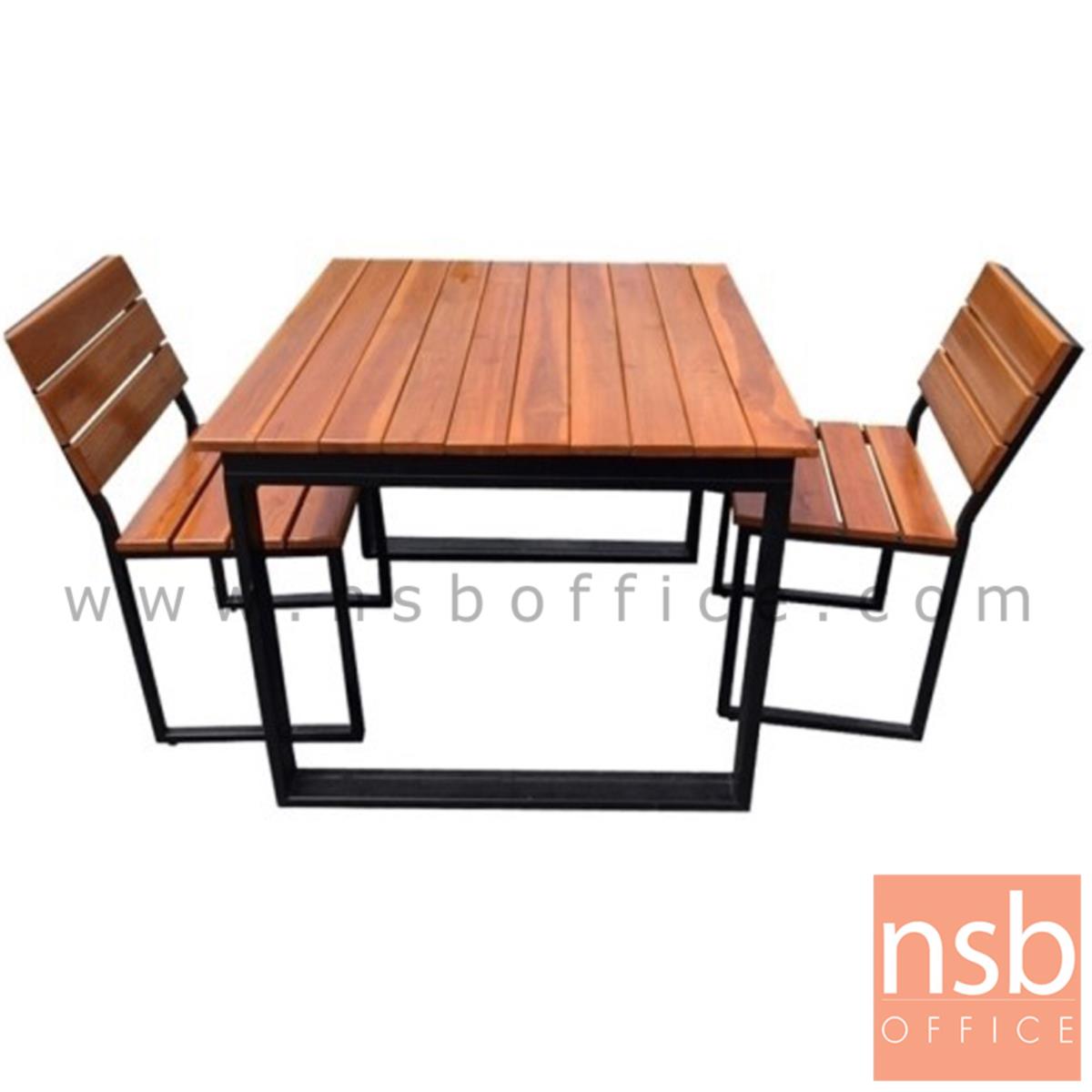ชุดโต๊ะและเก้าอี้กิจกรรมไม้ระแนงทำสีสัก รุ่น WASHINGTON (วอชิงตัน) ขนาด 90W ,150W cm. ขาโมเดิร์น  