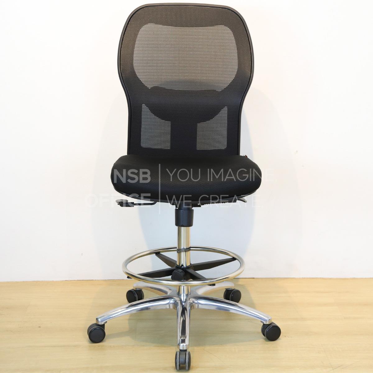 เก้าอี้บาร์หลังเน็ต ไม่มีเท้าแขน รุ่น Mimosa barlite  โช้คแก๊ส มีก้อนโยก 