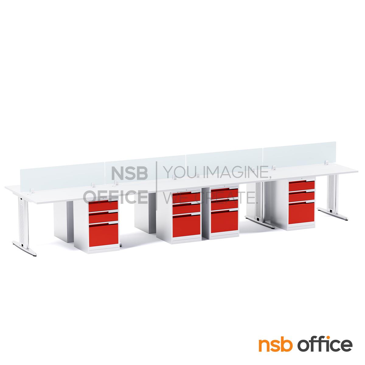 ชุดโต๊ะทำงานกลุ่ม 8 ที่นั่ง  รุ่น NSB-WS028G ขนาด 600W cm. พร้อมลิ้นชักเหล็กอย่างดี