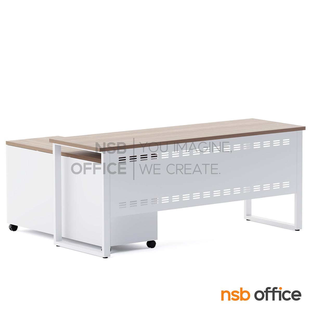 โต๊ะผู้บริหารตัวแอล รุ่น Whisky (วิสกี้) ขนาด 180W cm.  พร้อมตู้ข้างล้อเลื่อน