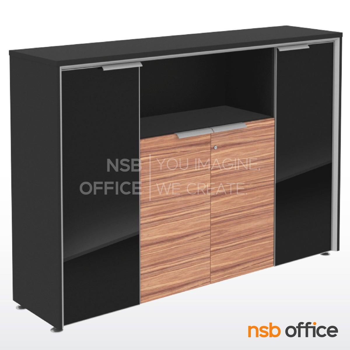 ตู้เอกสาร สูง 126H cm. 4 บานเปิด 1 ช่องโล่ง รุ่น Mantis (แมนทิส)  เมลามีน สีวอลนัทตัดดำ