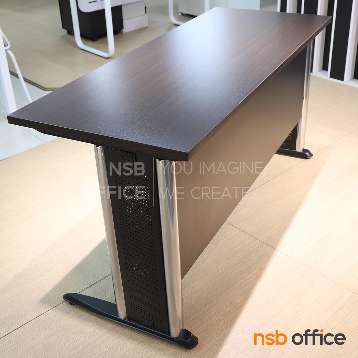 โต๊ะทำงานพร้อมรางคีย์บอร์ด รุ่น Galena (กาเลน่า) ขนาด 150W cm.  บังตาไม้ ขาเหล็กตัวแอล