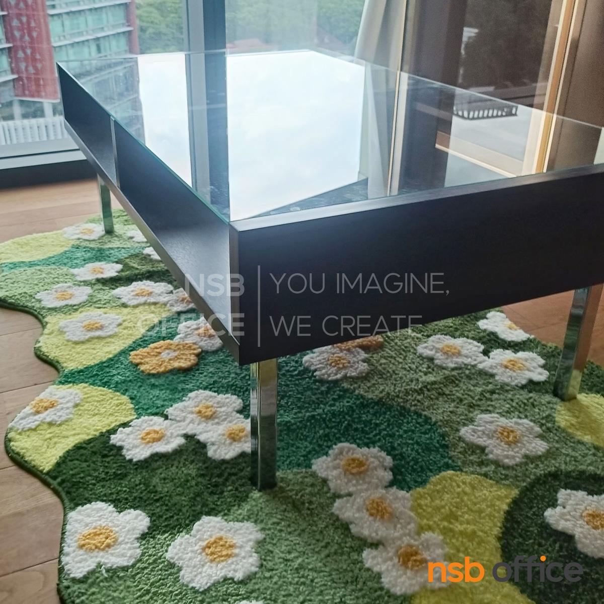 โต๊ะกลางโซฟากระจกใส  รุ่น GD-TNY ขนาด 59W ,105W cm.  โครงไม้