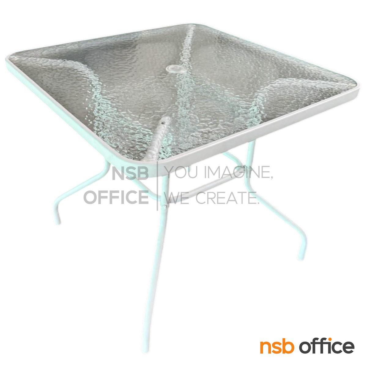 โต๊ะหน้ากระจกสี่เหลี่ยม 80 cm. รุ่น Akira (อากิร่า)  ขาเหล็ก