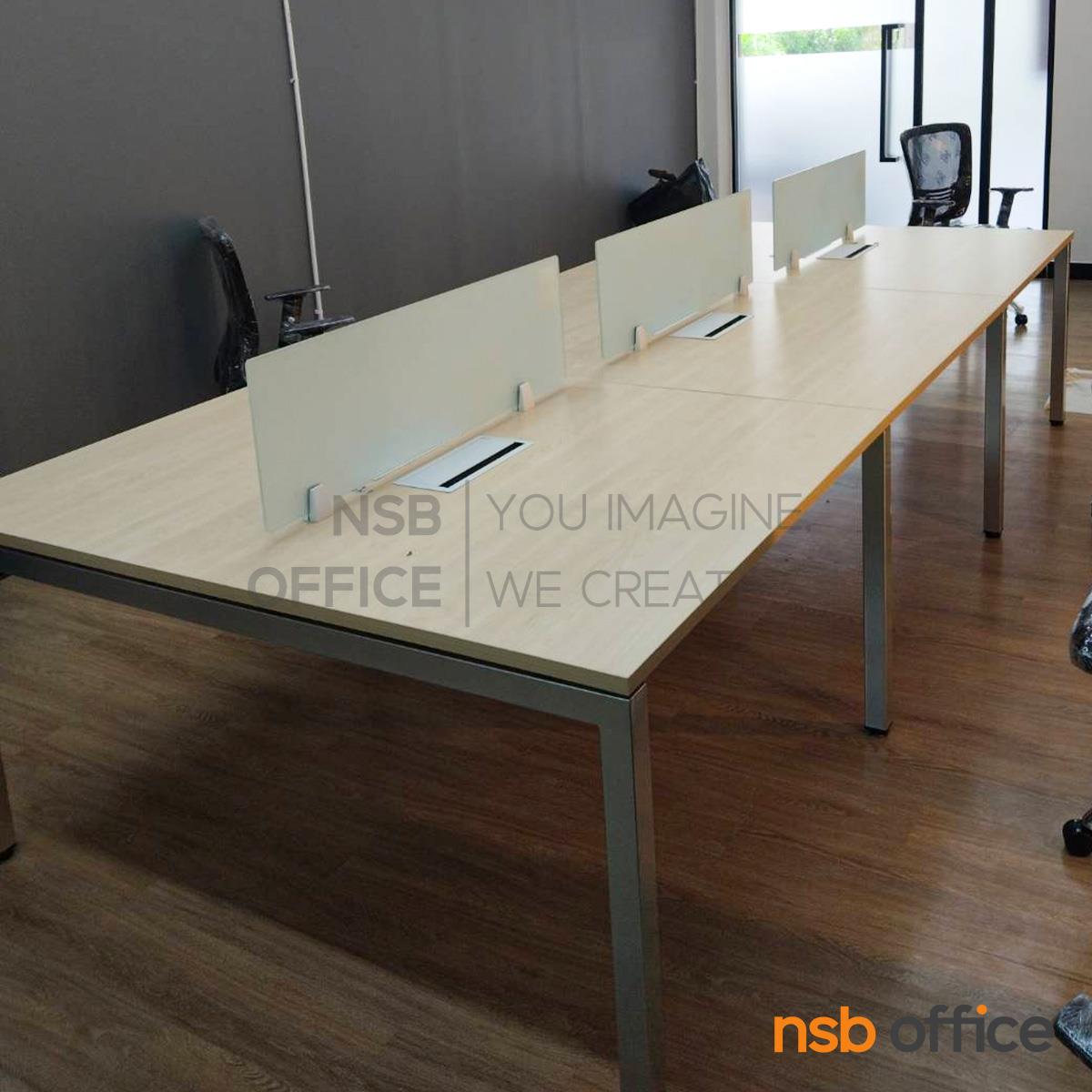 ชุดโต๊ะทำงานกลุ่ม รุ่น Smart-L  ขนาด 150D cm. พร้อมมินิสกรีนและกล่องไฟทุกที่นั่ง A24A034