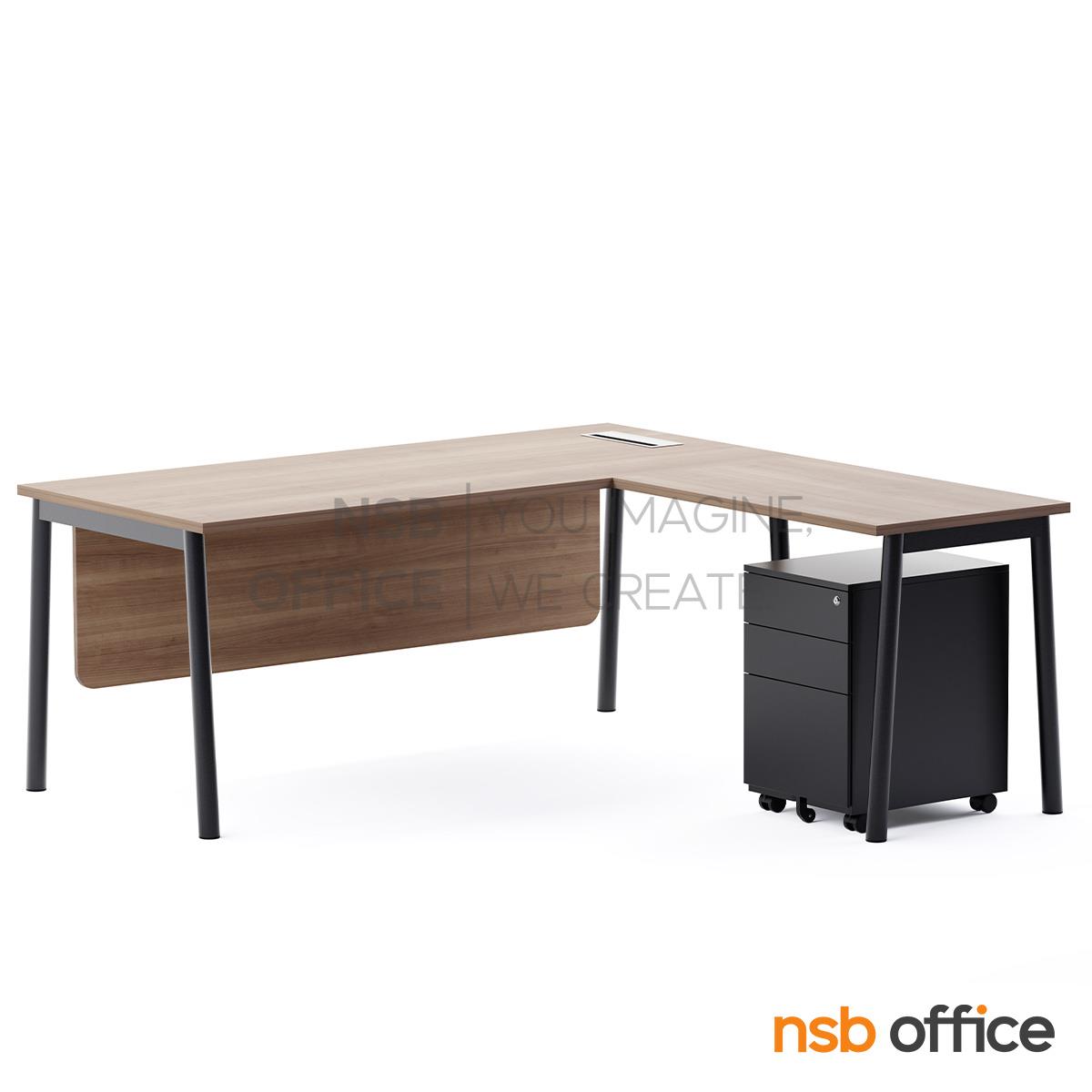โต๊ะผู้บริหารตัวแอล รุ่น Arcania (อาร์เคเนีย) ขนาด 180W cm. พร้อมตู้ลิ้นชักล้อเลื่อน และกล่องไฟ A24A047-1