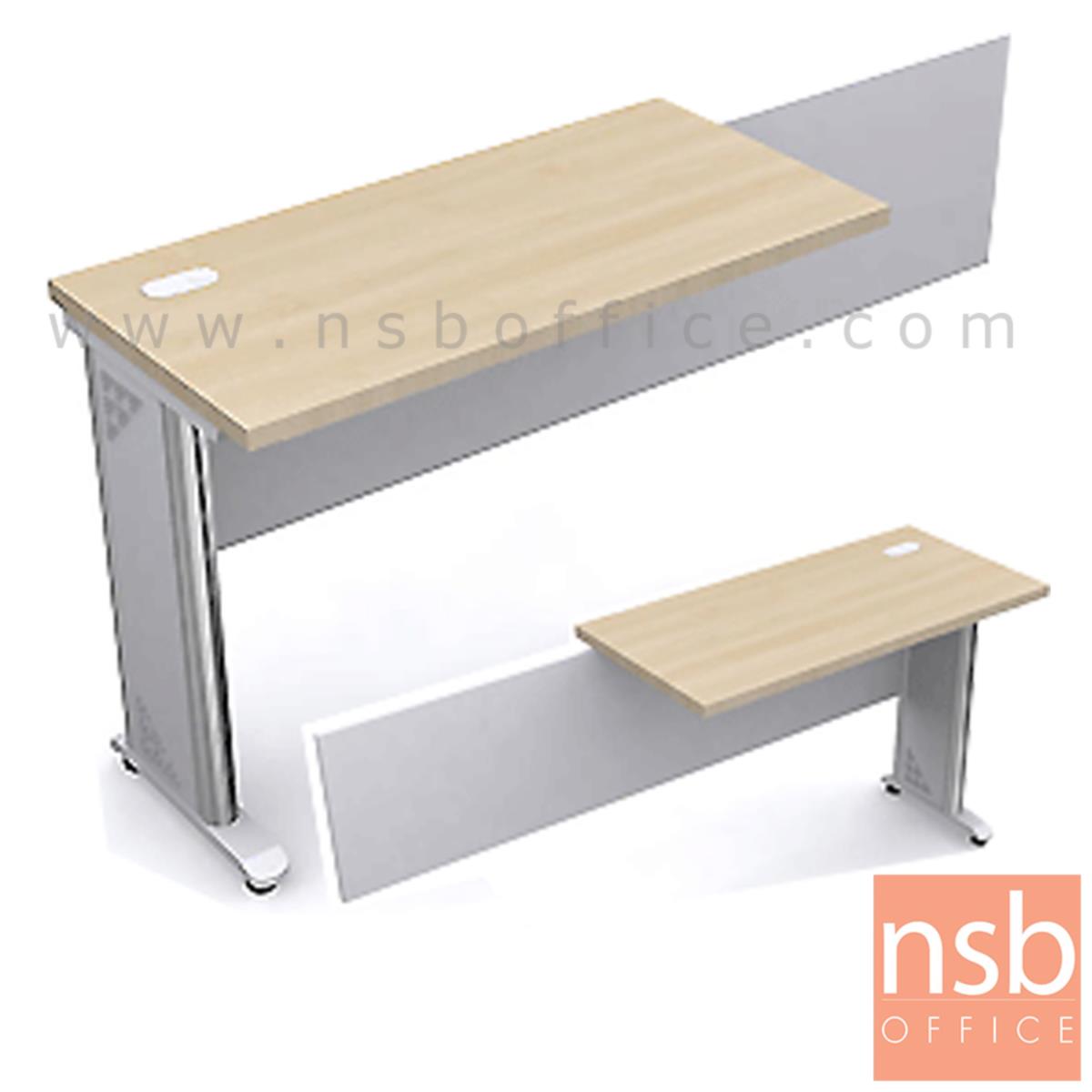 A06A006:โต๊ะเข้ามุม ขนาด 100W*75H cm.   พร้อมบังโป๊ข้างยื่นถึงโต๊ะทำงานตรง