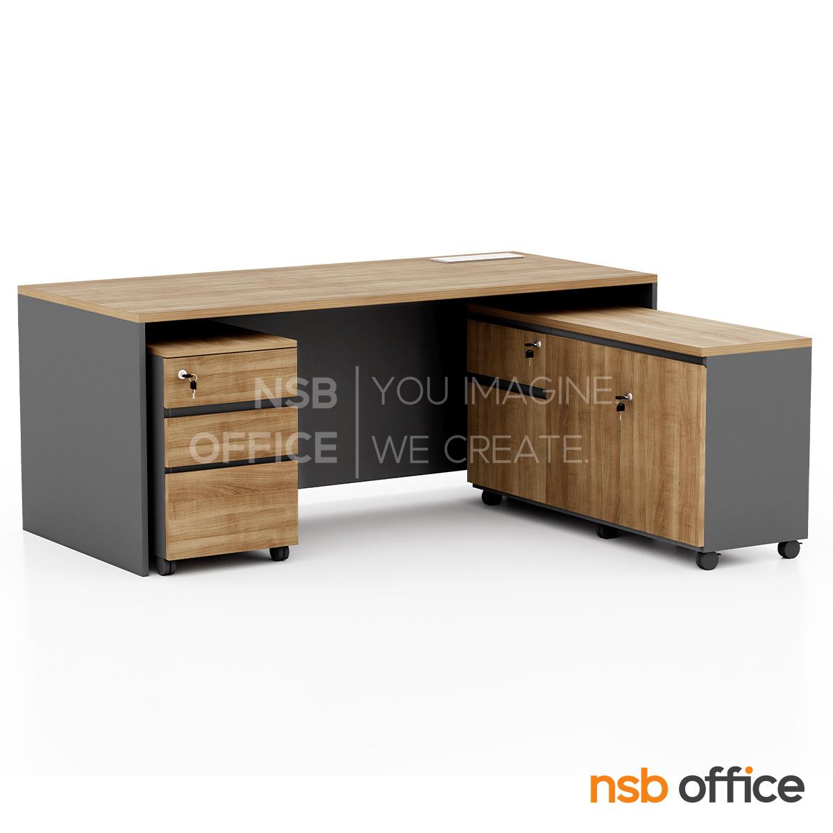 โต๊ะผู้บริหารตัวแอล รุ่น Bergamot (เบอร์กามอต)  พร้อมตู้ข้างและลิ้นชักล้อเลื่อน