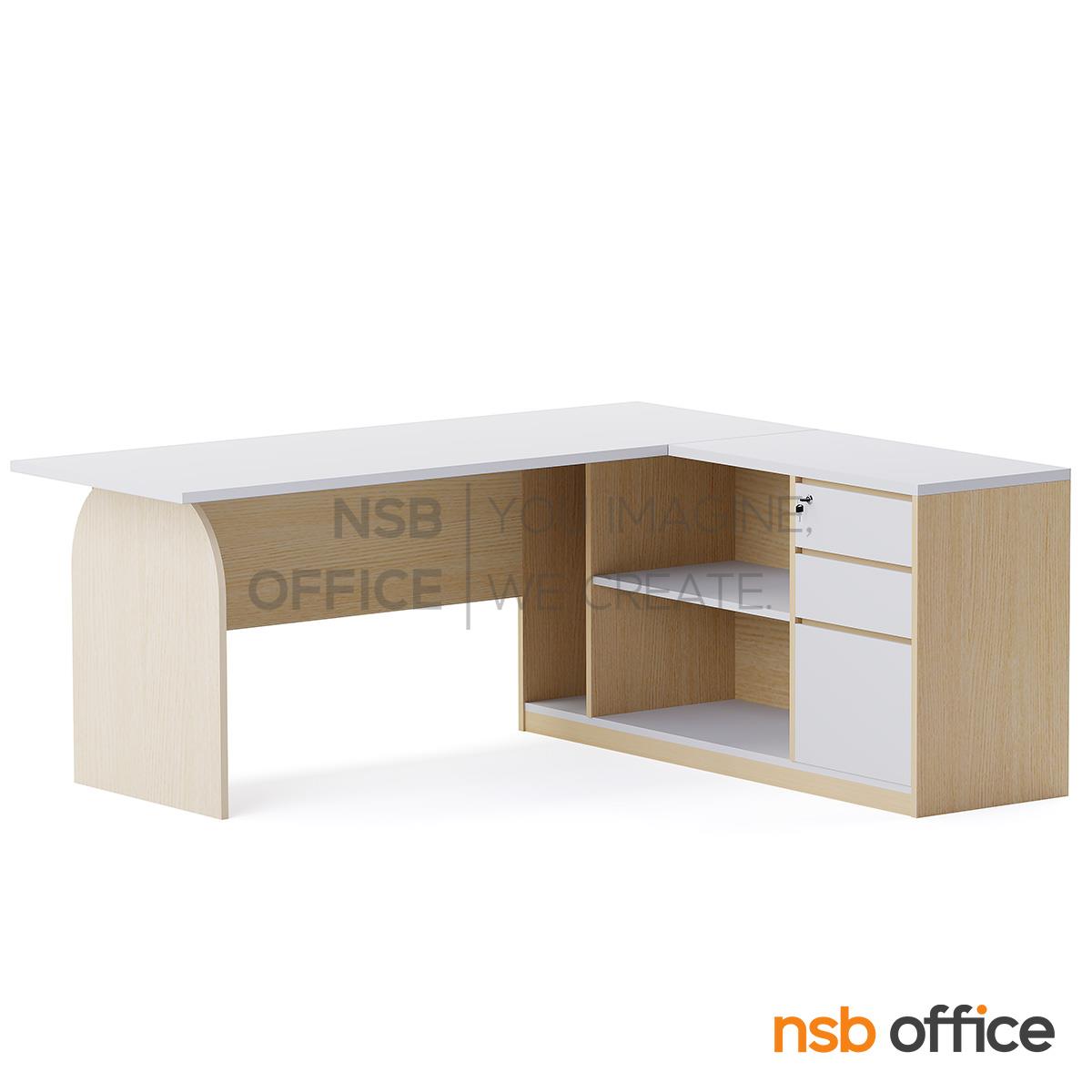 โต๊ะผู้บริหารตัวแอล รุ่น Forrestia (ฟอเรสเทีย) ขนาด 180W cm.  ขาไม้