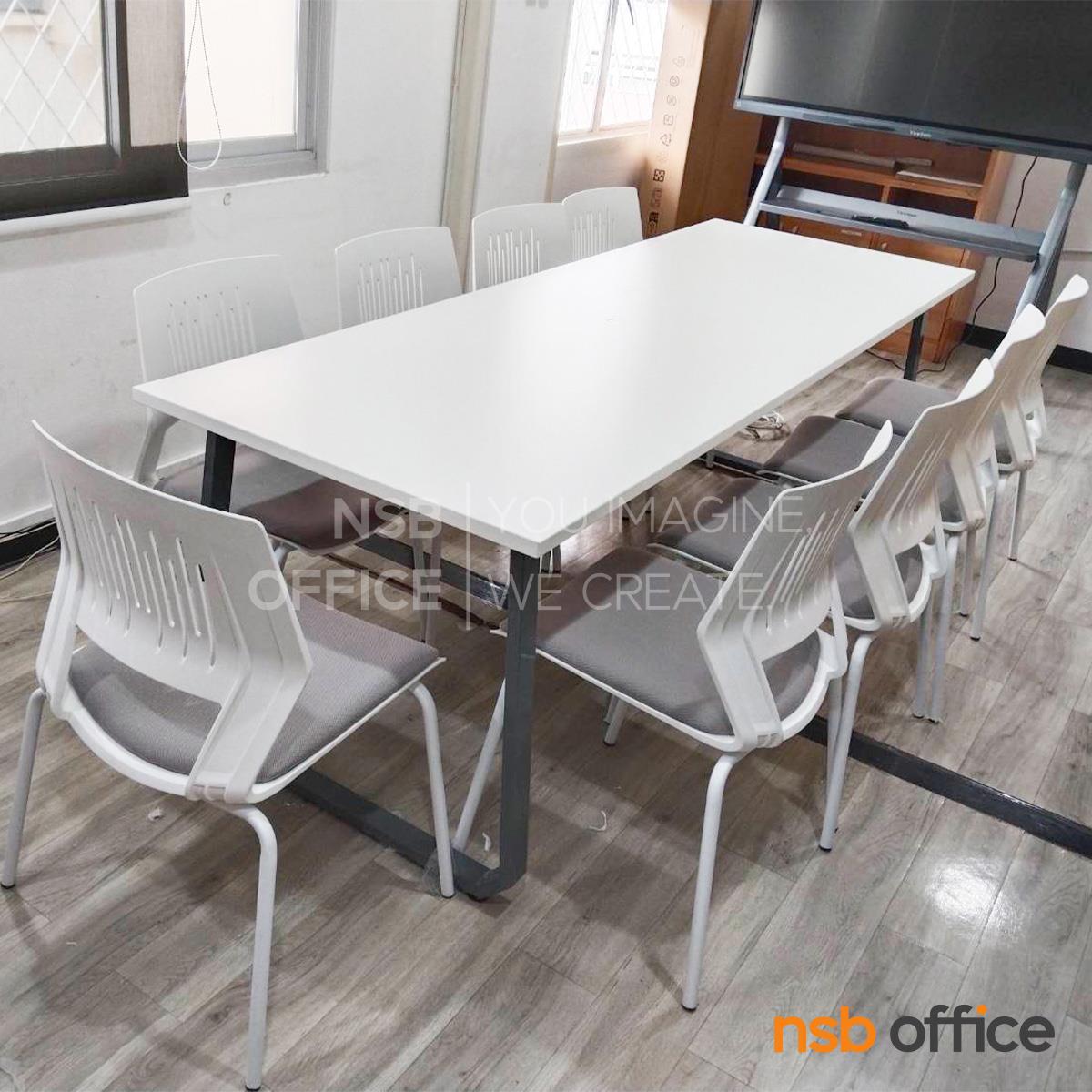 โต๊ะประชุมทรงสี่เหลี่ยม รุ่น Ogbono (อ็อกโบโน) ขนาด 240W cm.  พร้อมรางไฟแบบสองทาง รหัส A24A006-4