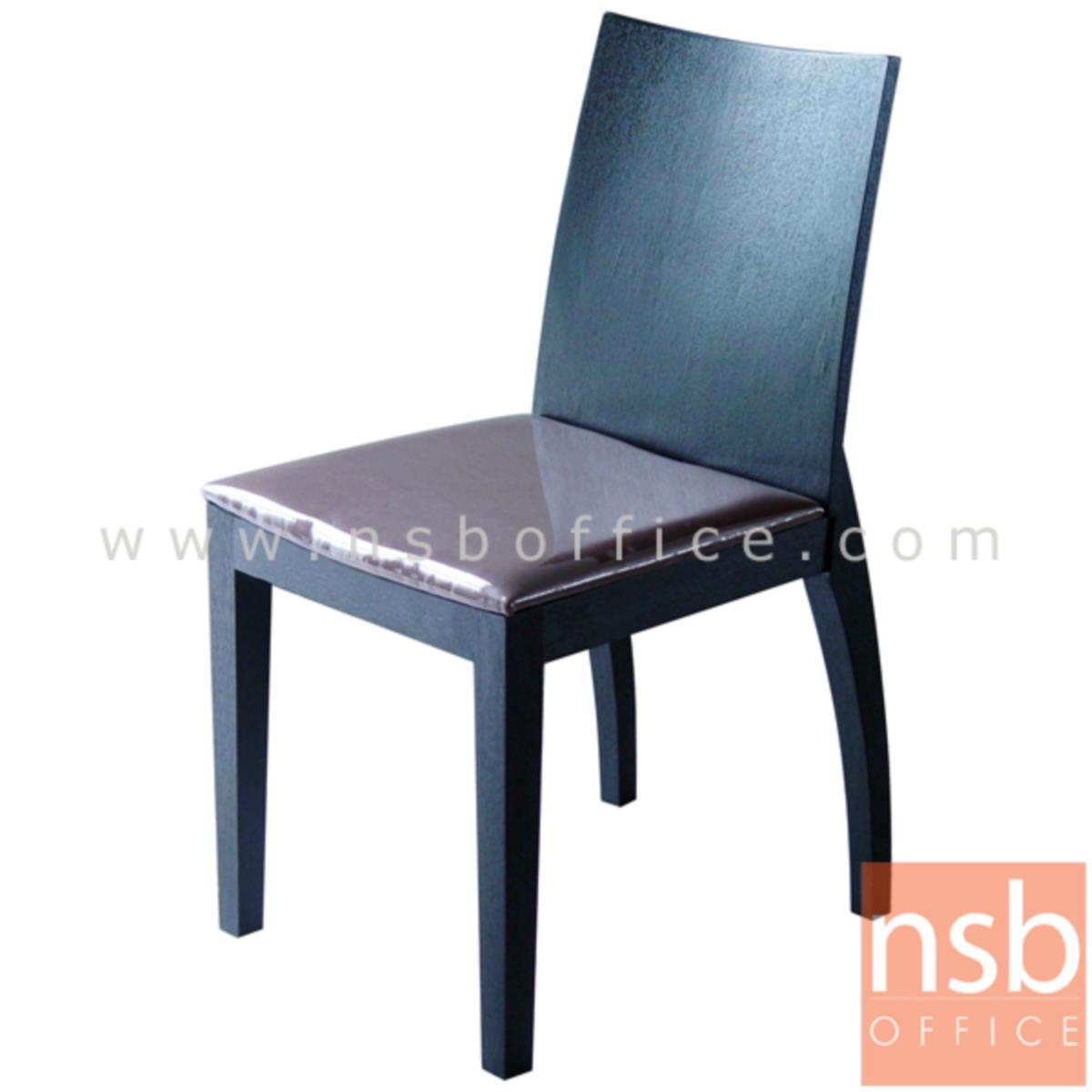 B22A137:เก้าอี้ไม้ยางพาราที่นั่งหุ้มหนังเทียม รุ่น Francesco (แฟรนเซสโก) ขาไม้ 