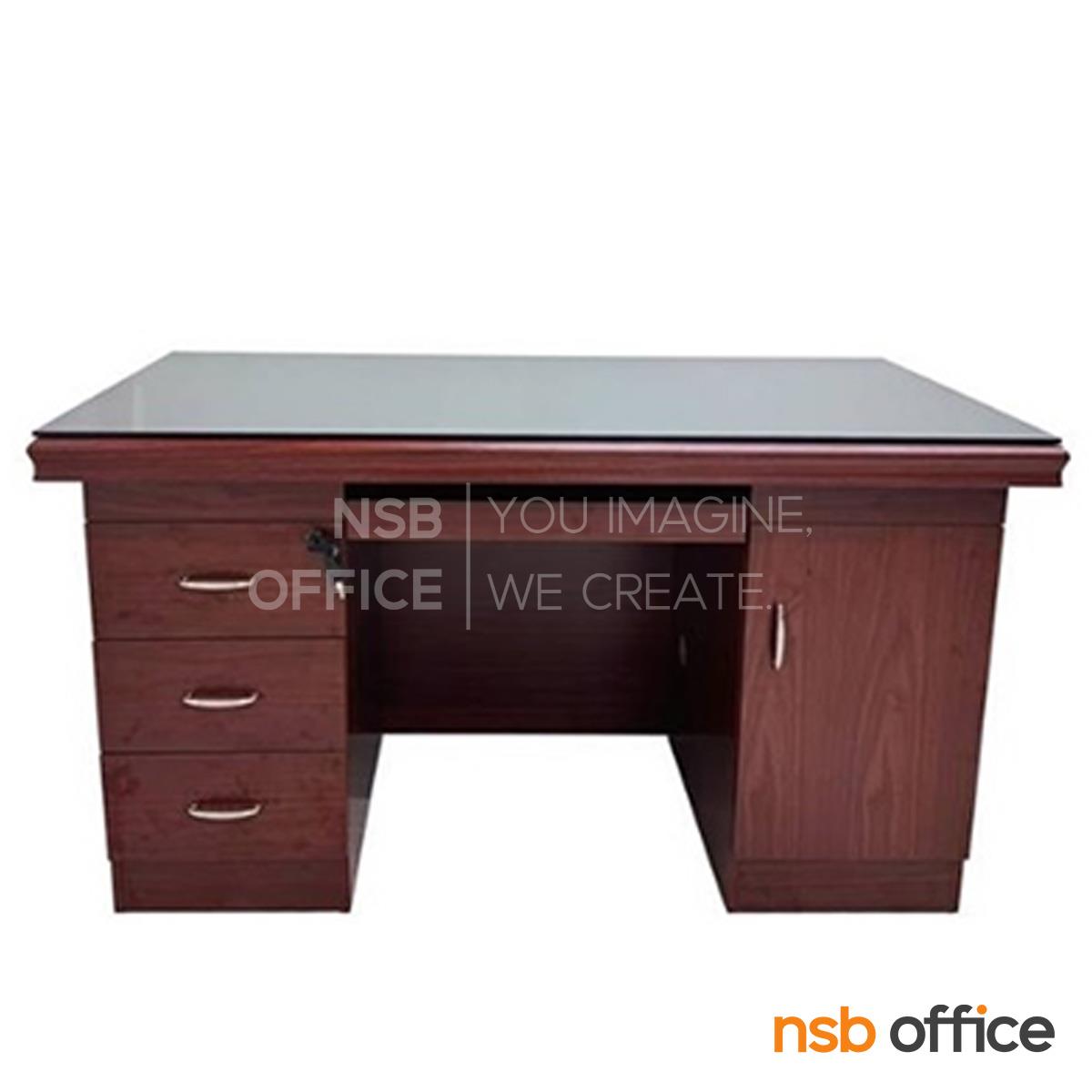โต๊ะผู้บริหารทรงตรง  รุ่น Harvin (ฮาร์วิน) ขนาด 140W , 160W cm. พร้อมตู้ลิ้นชักและรางคีย์บอร์ด