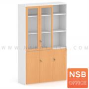 C14A003-1:ตู้เอกสาร 5 ชั้นบน 2 บานเปิดกระจกเฟรมไม้ ล่าง 3 บานเปิดทึบ Therine-2 (เธอรีน-2)  ขนาด 120W cm. บานเพ่
