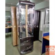 G06A020-1:ตู้โชว์กระจกดาวน์ไลท์ 2 ลิ้นชักล่าง สูง 191 ซม. รุ่น Leland (เลอแลนด์) มีไฟในตัว    สีโซลิต, สีโอ๊คดำ 