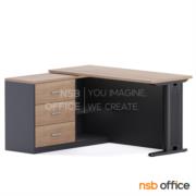 A16A122-1:โต๊ะทำงานตัวแอล รุ่น Merson (เมอร์สัน)  ขนาด 140W cm. (แอลซ้าย) พร้อมตู้อเนกประสงค์ข้าง เมลามีน