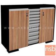 A33A006:ตู้เอกสาร สูง 86 cm. 2 บานเปิด 10 ลิ้นชัก รุ่น Marvella (มาเวลล่า)    เมลามีน สีวอลนัทตัดดำ 