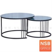 B13A328:โต๊ะกลางกระจกลายหินอ่อน รุ่น Promise (พอไมซ์) ขนาด 80Di cm. โครงขาเหล็ก