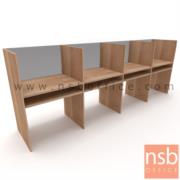 A04A165-3:โต๊ะ call center แถวเรียงเดี่ยว    4 ที่นั่ง ขนาด 321.6W cm. (พร้อม miniscreen กระจกฝ้า) 